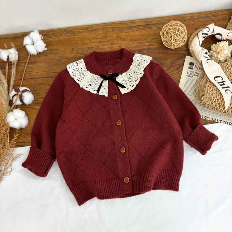 圆领立领针织衫女童森系绣花秋冬韩版儿童毛衣上衣宝宝童装女宝