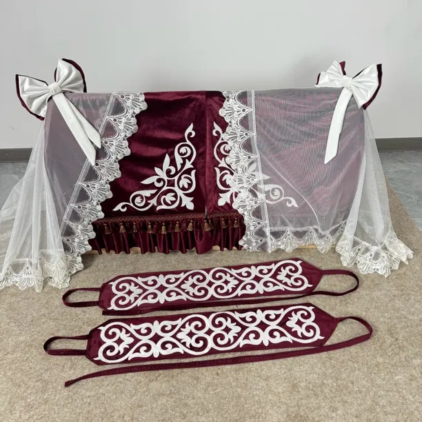 哈萨克婴儿摇篮罩 摇篮罩里外全套 哈萨克花纹摇篮罩18套手工家用