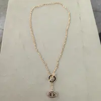 F934金色猪鼻子闪闪OT扣项链