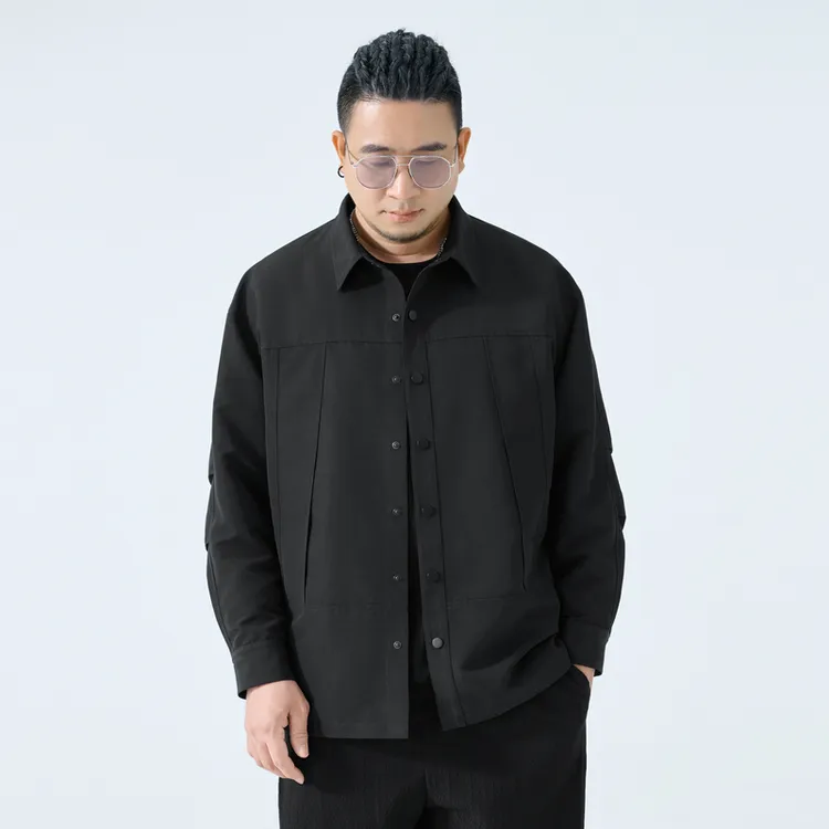 半墨大码男装工装夹克男款宽松加肥加大长袖外套胖子春秋季3245