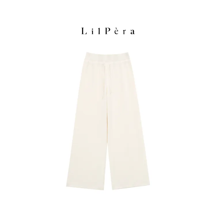 Lilpera胖梨定制 “竹节肌理”秋冬气质百搭舒适高腰针织裤子女B113