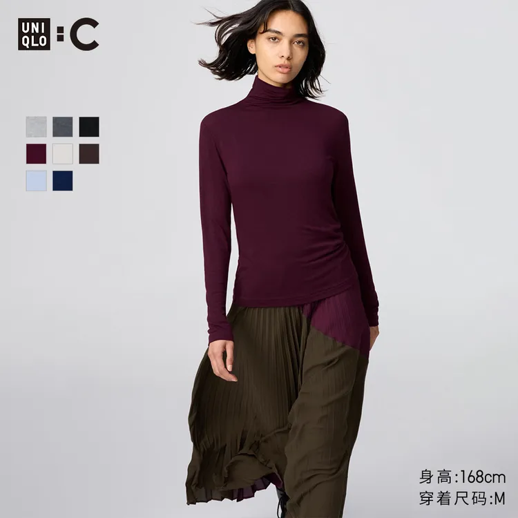 优衣库合作款/女装HEATTECH混纺高领T恤/长袖保暖衣478954