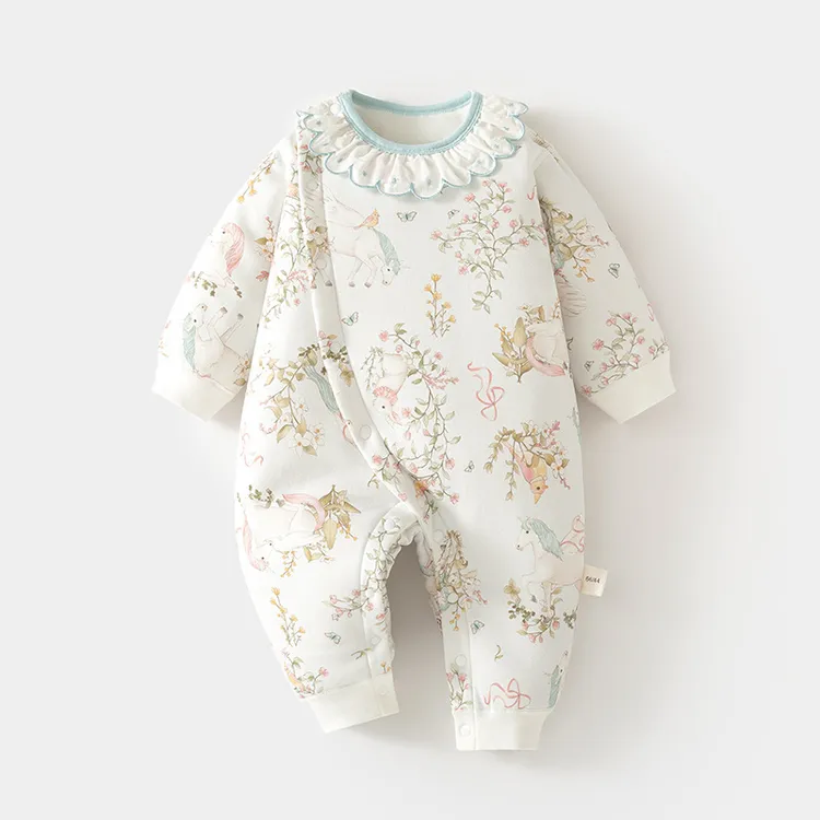 婴儿衣服秋冬季新款夹棉连体衣男女宝宝纯棉加厚保暖哈衣棉衣棉服