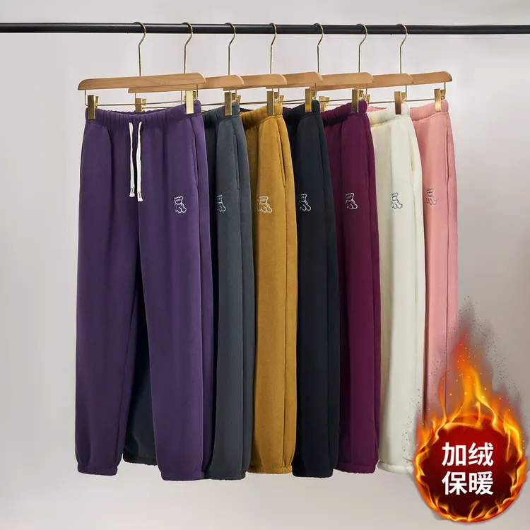 冬季加绒加厚一体保暖休闲百搭一条过冬时尚外穿舒适宽松暖暖裤