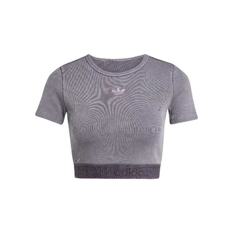 adidas阿迪达斯三叶草女款RIB TEE WASH针织短袖JW3573