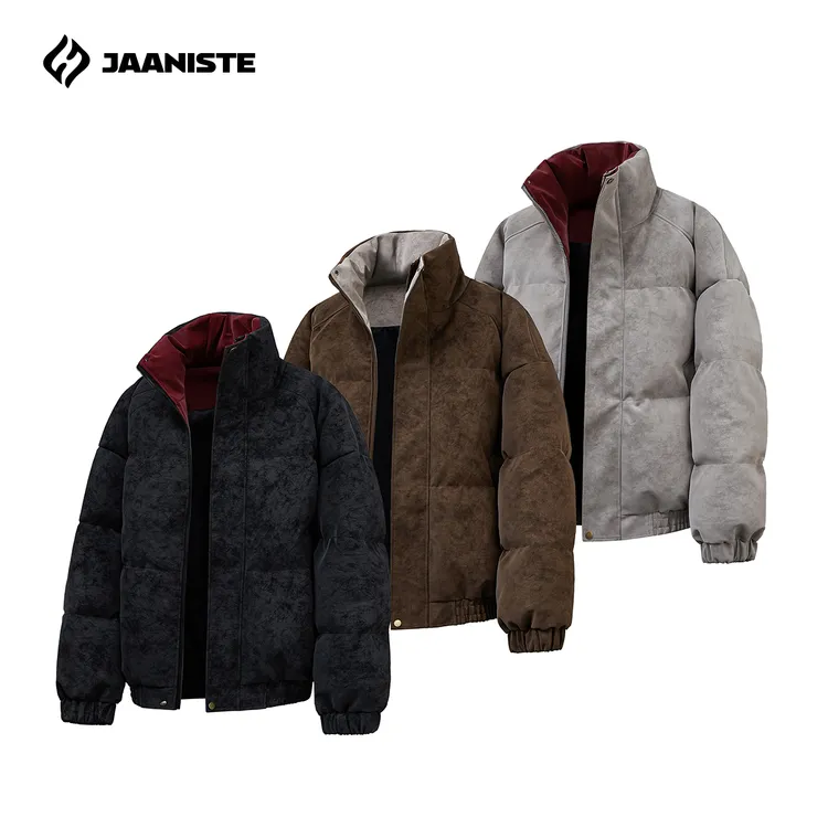 Jaaniste撞色加厚款皮棉服男冬季情侣面包服保暖防水防风休闲外套