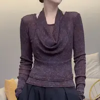 晕染独特显瘦气质洋气女士秋季挂脖上衣