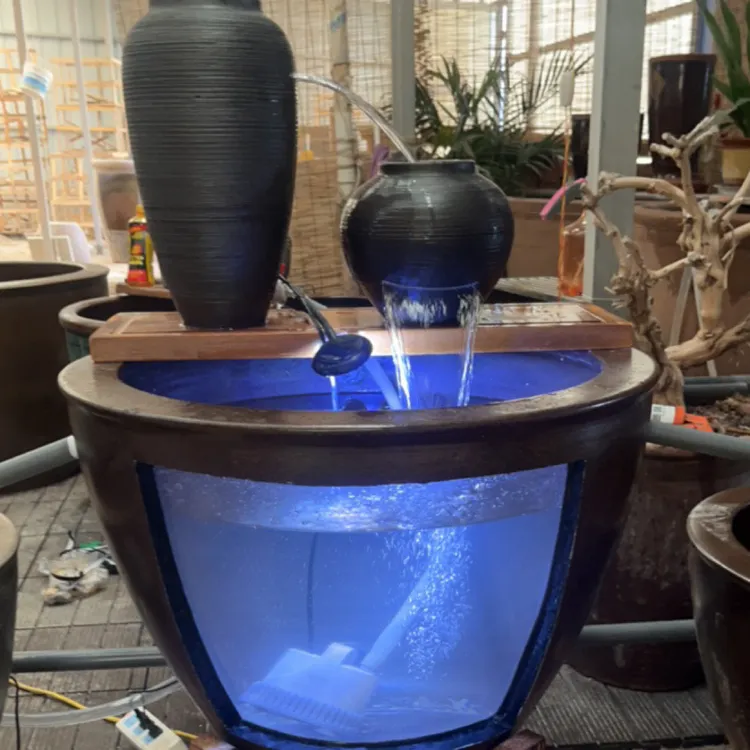 室内养鱼定制鱼缸透景鱼缸流水罐过滤全套单个透明陶缸家用中小型