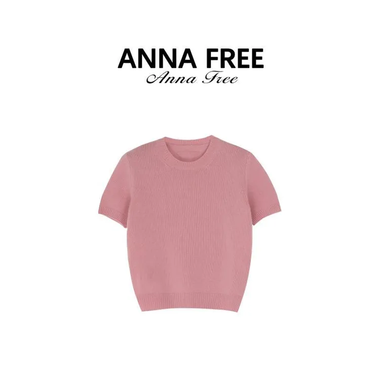 ANNA FREE 圆领正肩短袖秋季女高级感修身收腰针织衫Z8642