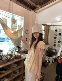 18938夏季新款甜美风法式木耳边设计感小众系带薄款短袖T恤上衣