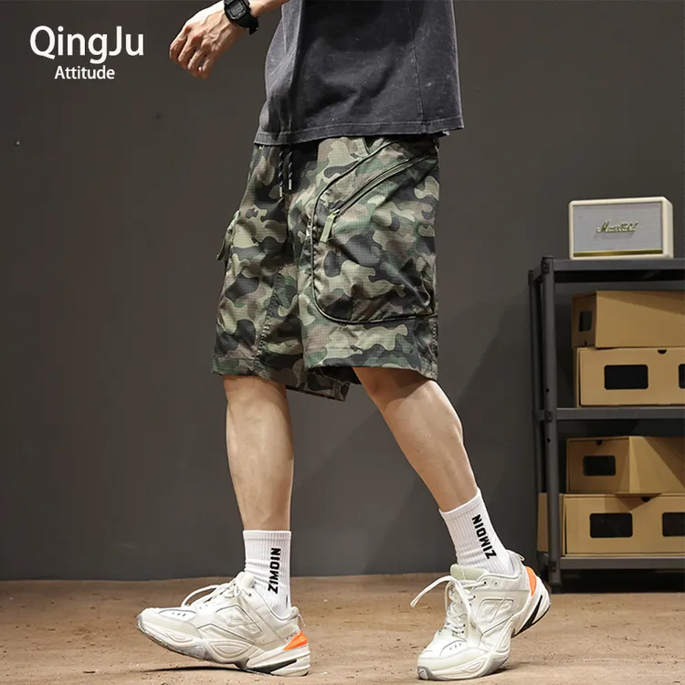 美式工装短裤男款夏季运动速干迷彩短裤男士外穿宽松五分裤沙滩裤