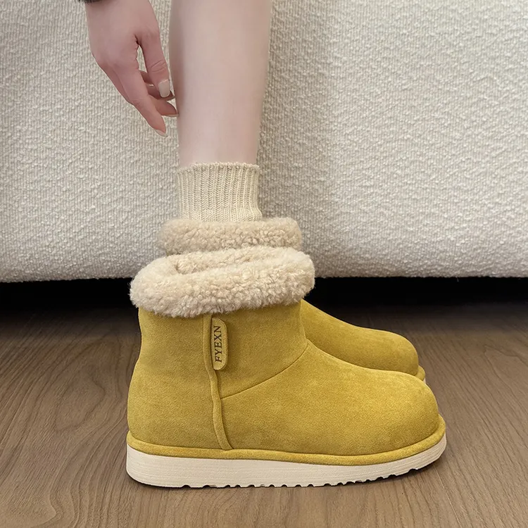 厚底勃肯短靴女2025新款冬季加绒加厚保暖毛毛棉鞋皮毛一体雪地靴