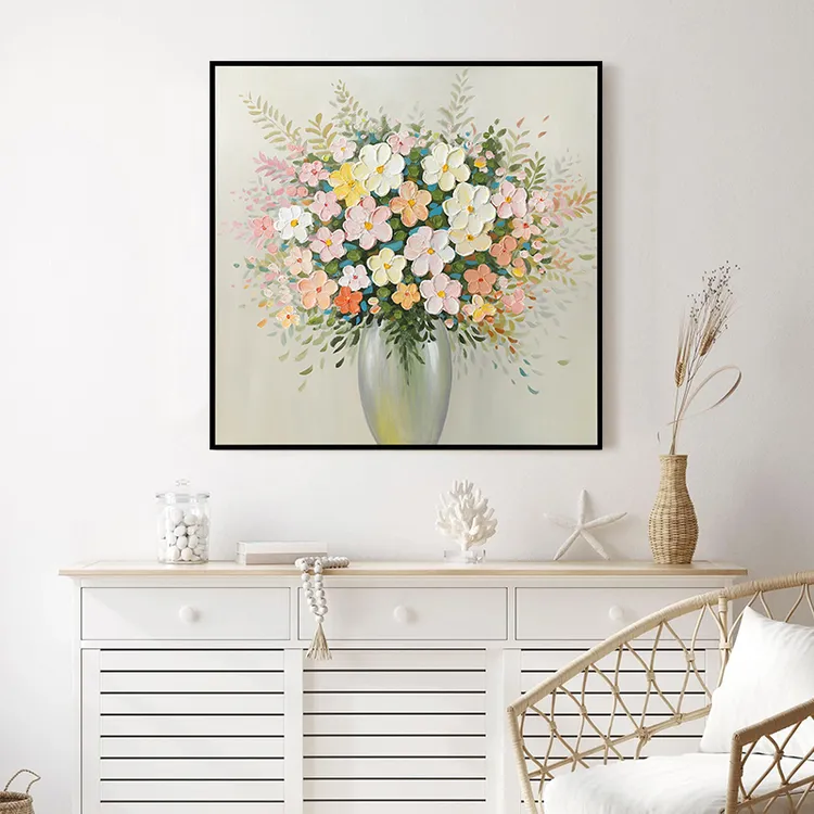 繁花似锦油画装饰画现代轻奢简约客厅沙发背景餐厅挂画玄关画商品图