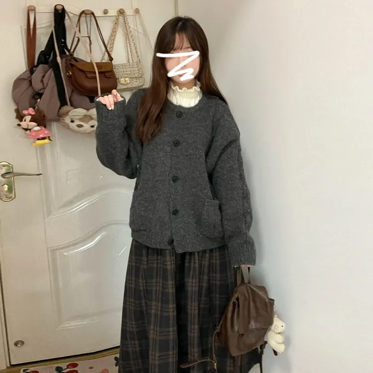 连衣裙子女秋冬季新款韩系减龄穿搭一整套高级感毛衣针织三件套装