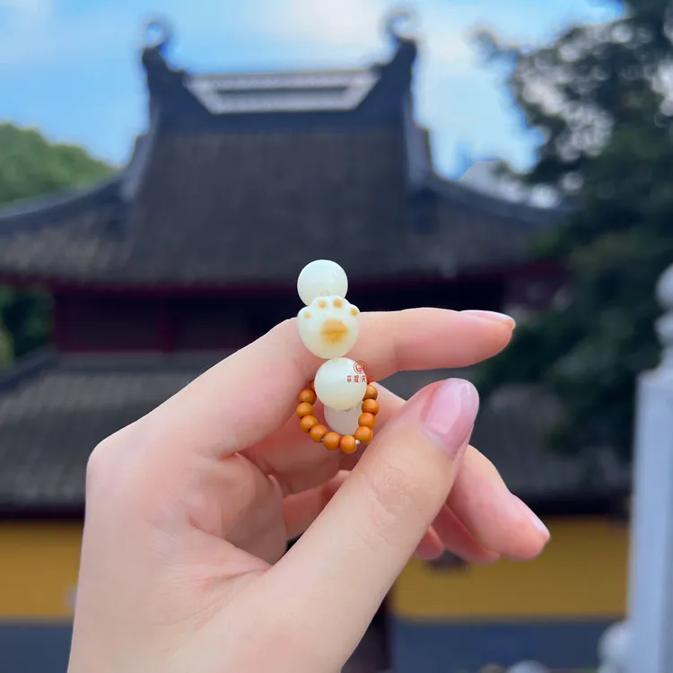 【炭烧喵】白玉菩提子手捻可爱小巧佩戴盘玩送女友礼物礼盒 小手捻