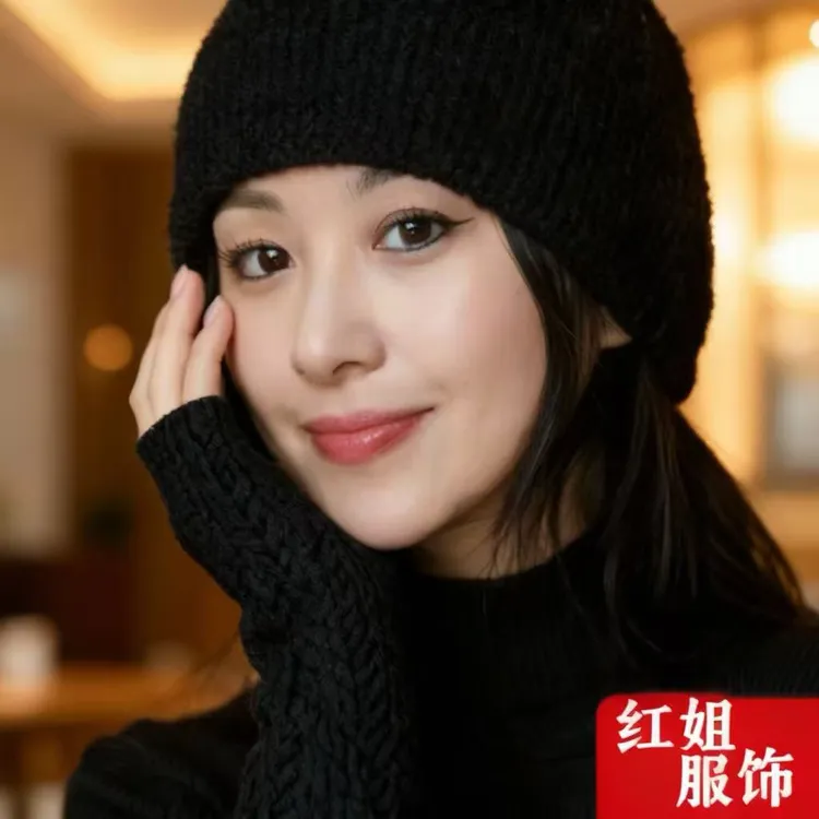红姐冷帽加绒黑色百搭防寒加厚服饰（实物以直播间展示为准）冬天