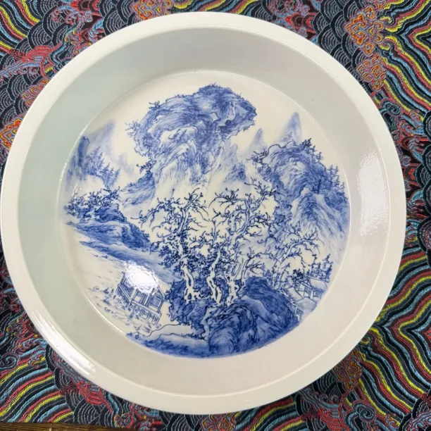 景德镇陶瓷20.5厘米内外满绘手工手绘微瑕园壶承干湿泡台茶盘壶拖