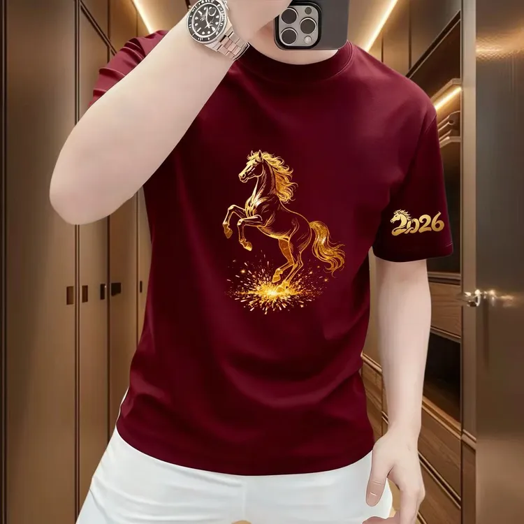 26新年款国潮风重磅纯棉短袖T恤男女休闲百搭ins潮牌圆领半袖上衣