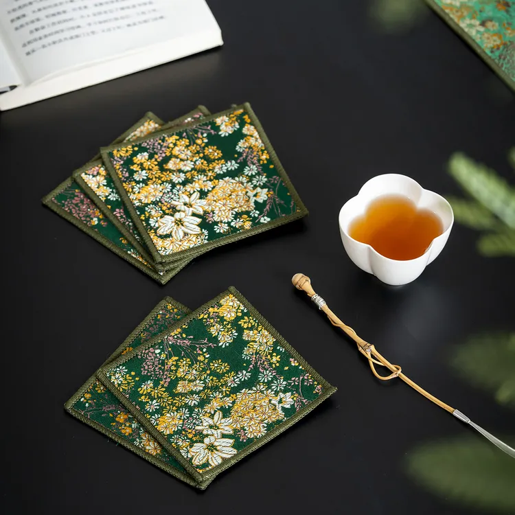 高档古风茶布垫小方片加厚国潮风吸水杯垫功夫茶具配件防烫