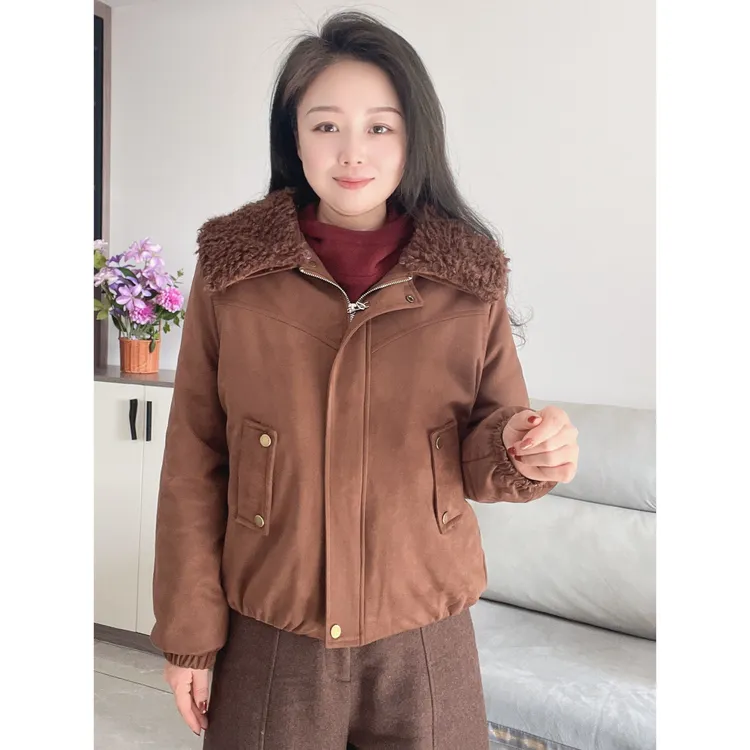 保暖立领上衣加绒时尚长袖女秋冬短外套冬季