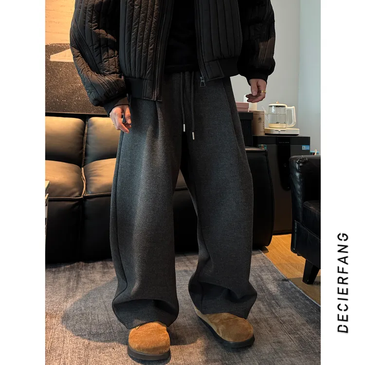 秋季新款定制【羊毛系列】立体剪裁拉毛休闲裤垂感松弛慵懒百搭男款