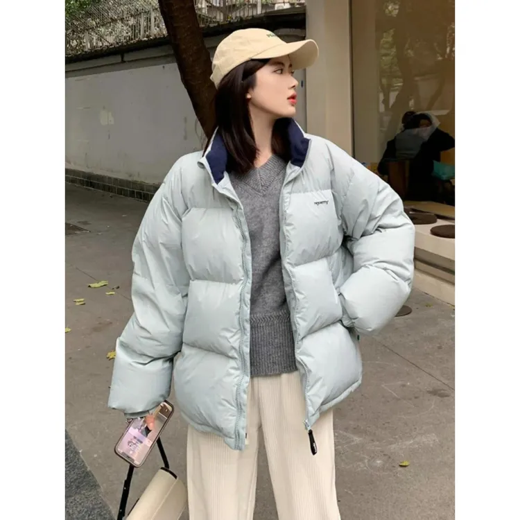 羽羽西里嘉兴平湖羽绒服反季清仓冬新款女加厚立领短款情侣小众设