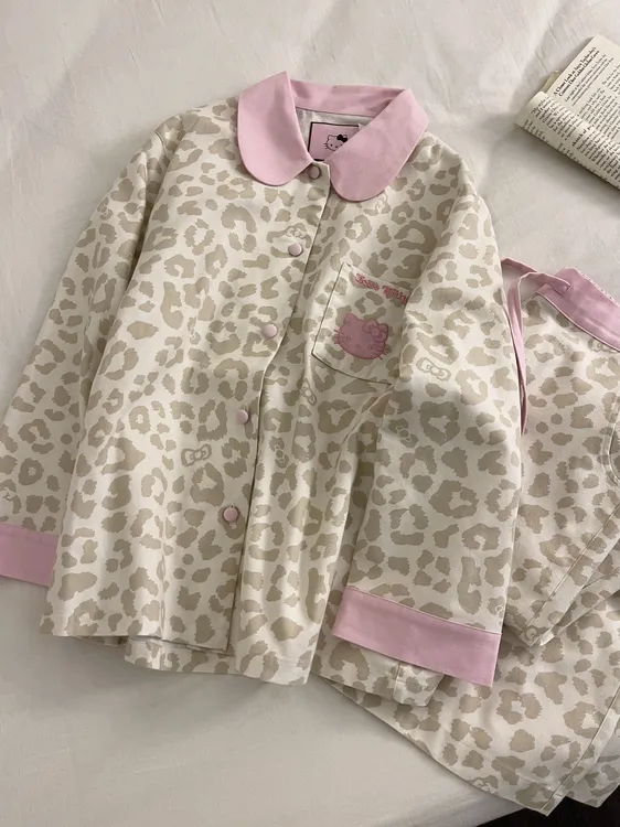 【DMXJ大梦想家】高级感豹纹Kitty睡衣女款秋季新款休闲家居服套装