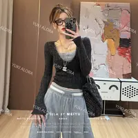 【LLU李】秋季新款假两件针织衫打底衫显瘦修身 LLU-5209