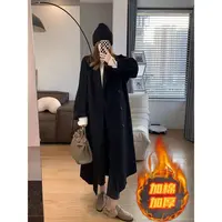 优品高级感黑色毛呢外套女年新款秋冬季小个子中长款呢子大衣加厚