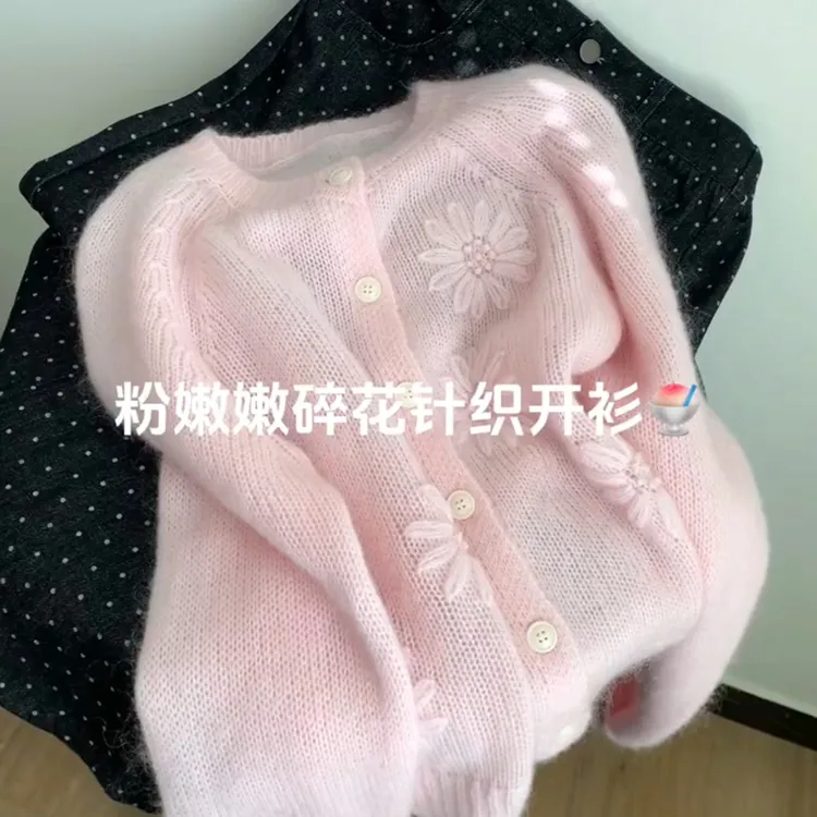 法式洋气独特漂亮刺绣针织衫2025秋季新款设计感小众减龄毛衣