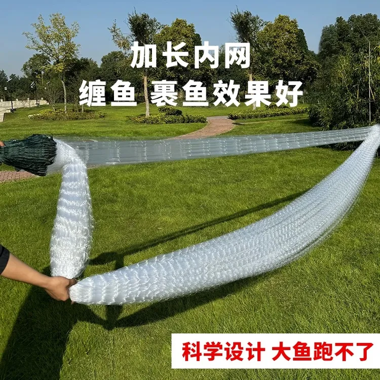 三层沾鱼网沉网丝柔丝粘大鲫鱼草鱼鲢鳙渔网加粗加重挂网捕鱼网