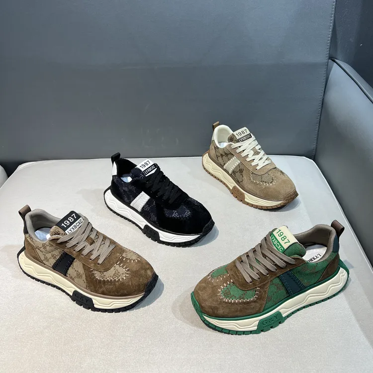 轻奢印花男士休闲鞋时尚运动百搭软底软面舒适春秋老爹鞋高颜值