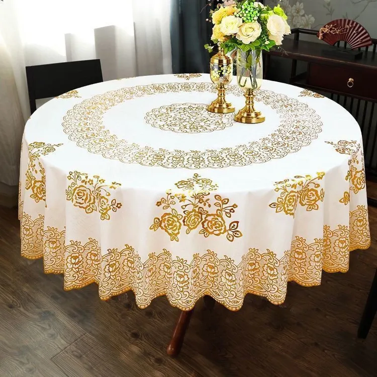 圆桌布防水防油免洗大圆形餐桌垫家用轻奢简约高级感防烫pvcTTn