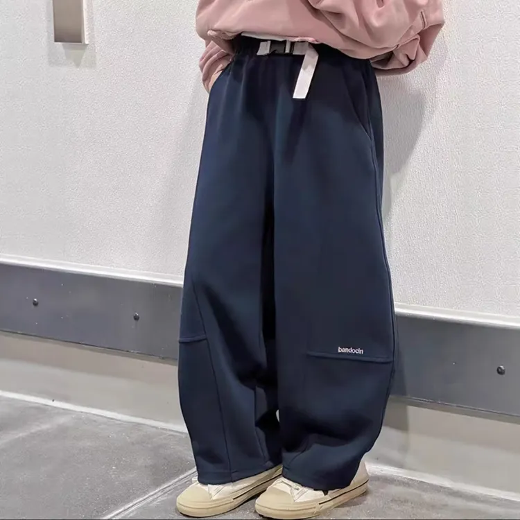女大童休闲裤女童弯刀裤2025款中大童休闲宽松版春秋儿童运动裤子深秋学生卫裤