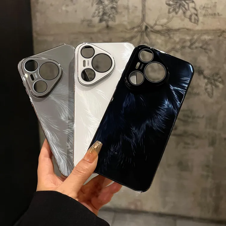 适用于华为Pura70手机壳玻璃羽纱背板pura70pro+电镀框全包镜头膜