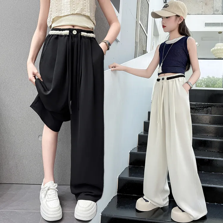 女童裤子夏季薄款2025新款洋气大童宽松慵懒风垂感夏装儿童阔腿裤