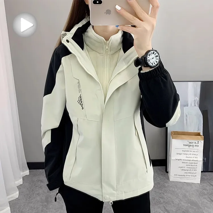 2025新款春秋冬冲锋衣男女三合一可拆卸小个子登山服防风防水外套
