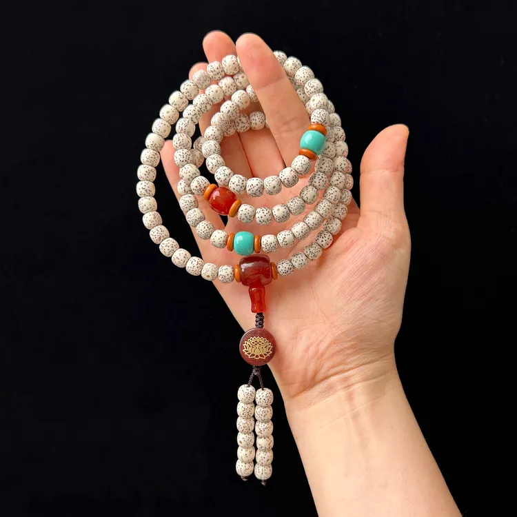 海南星月菩提子原生态8/7mm老型桶珠正月108颗高抛高密长串工艺