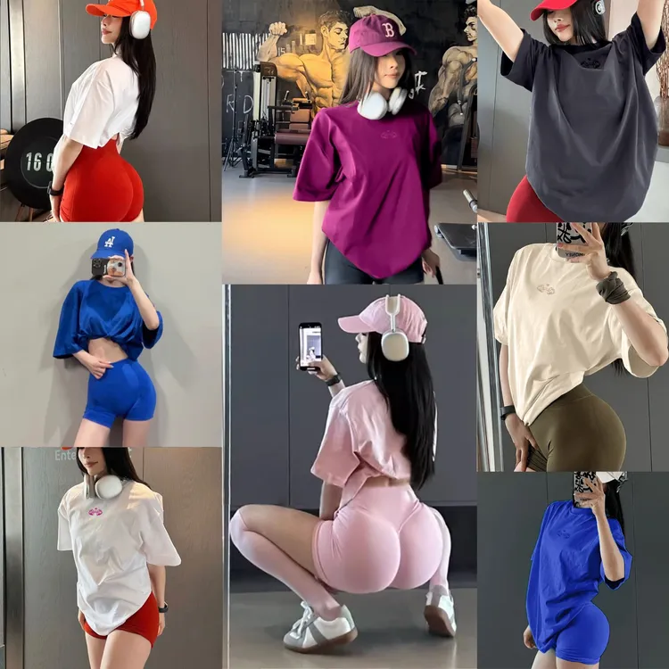 【L.nan】宽松撸铁健身女运动上衣高颜值T恤休闲运动短袖