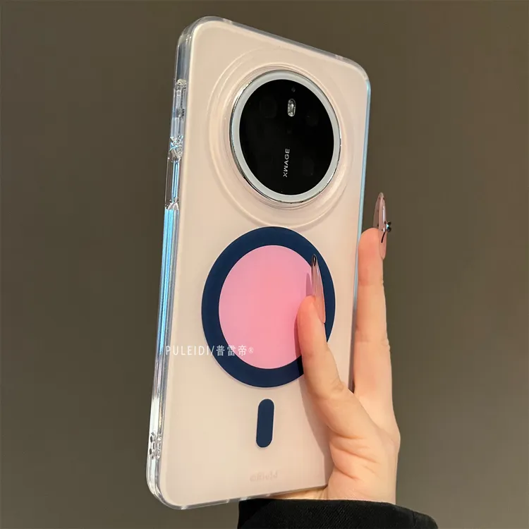 ins风粉蓝撞色华为mate70Pro+手机壳磨砂磁吸高档防摔撞色简约风