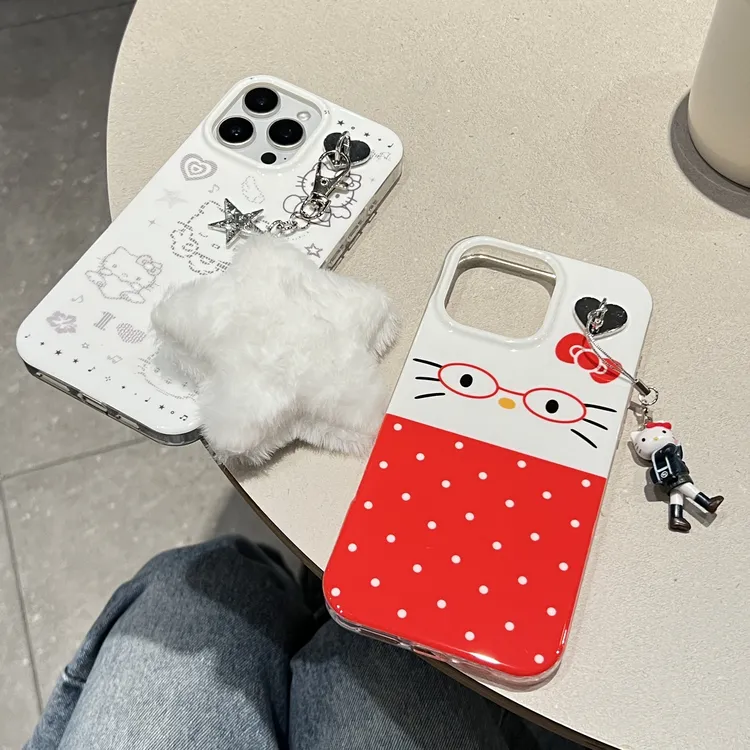 可爱印画KT-长腿KT猫适用苹果iphone16promax手机壳防摔15P少女心