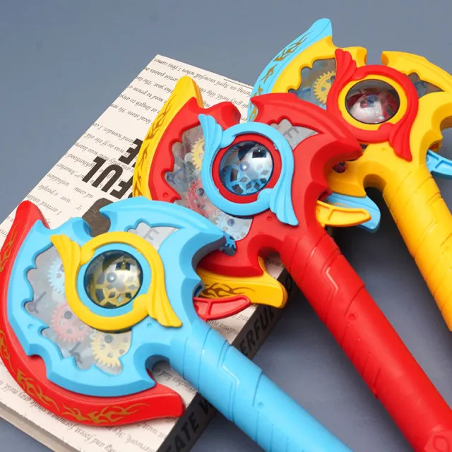 爆款儿童发光斧头玩具卡通灯光齿轮战斧闪光男孩武器摆摊超市批发