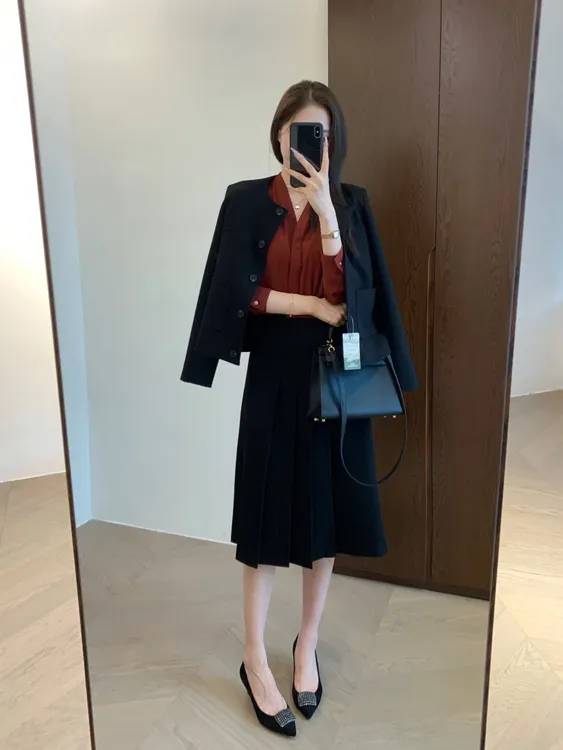 小禾家高档西装外套半裙两件套女时尚套装优雅气质短外套春款OL