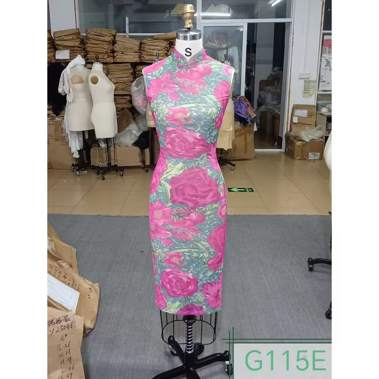 原创自制【芙蓉王】(短款系列）港工复古花朵玫瑰夏季连衣裙短款旗袍