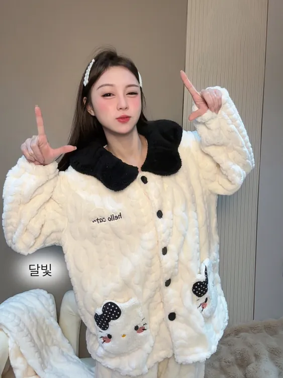 加绒加厚冬款大码睡衣230斤微胖女生睡衣宽松长袖新款家居服大码