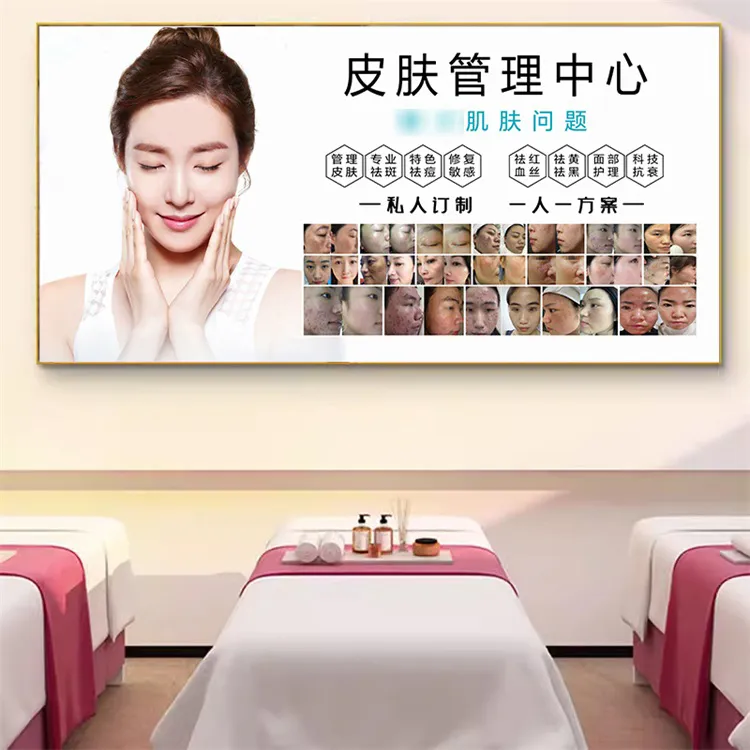 美容院高级感装饰祛斑痘皮肤管理靠脸吃饭微整形沙发背景墙壁挂画