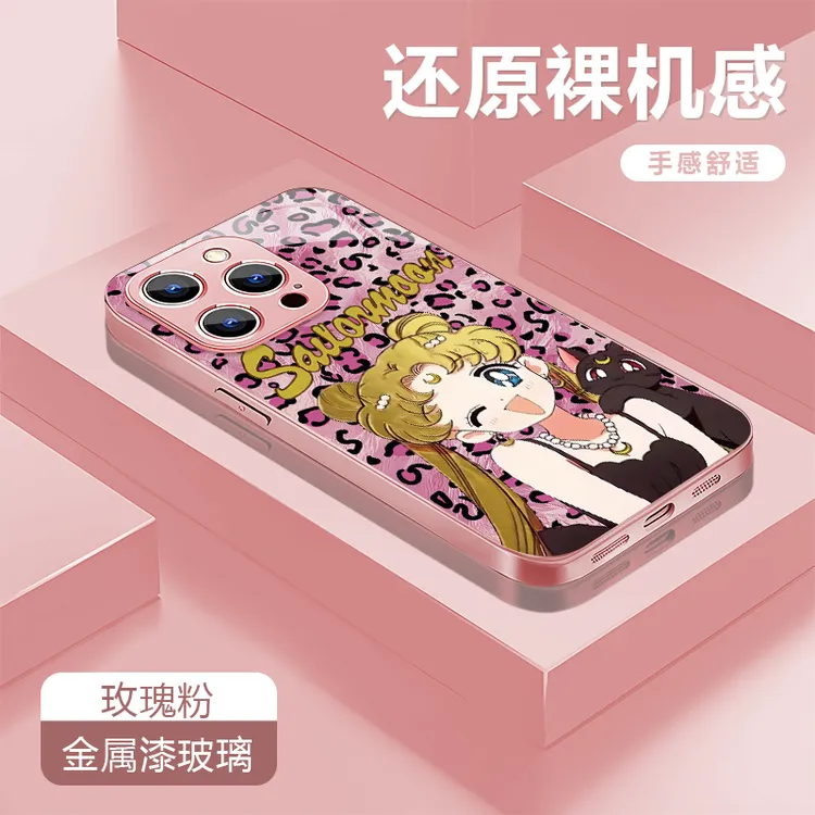 美少女战士适用苹果17/16/15华为P70/vivo/oppo金属漆玻璃手机壳