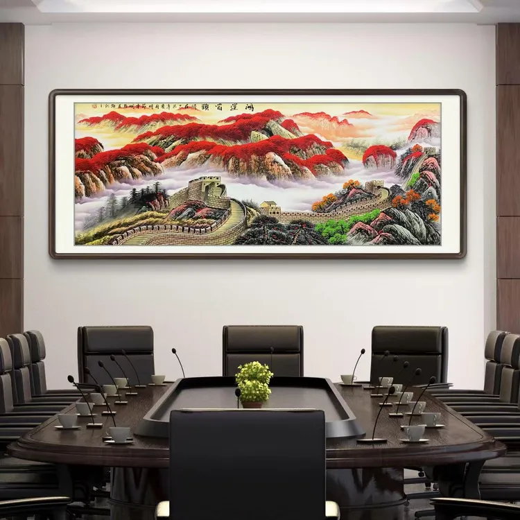 《鸿运当头》纯手绘六尺横幅长城客厅会议室国画挂画作品文玩探宝