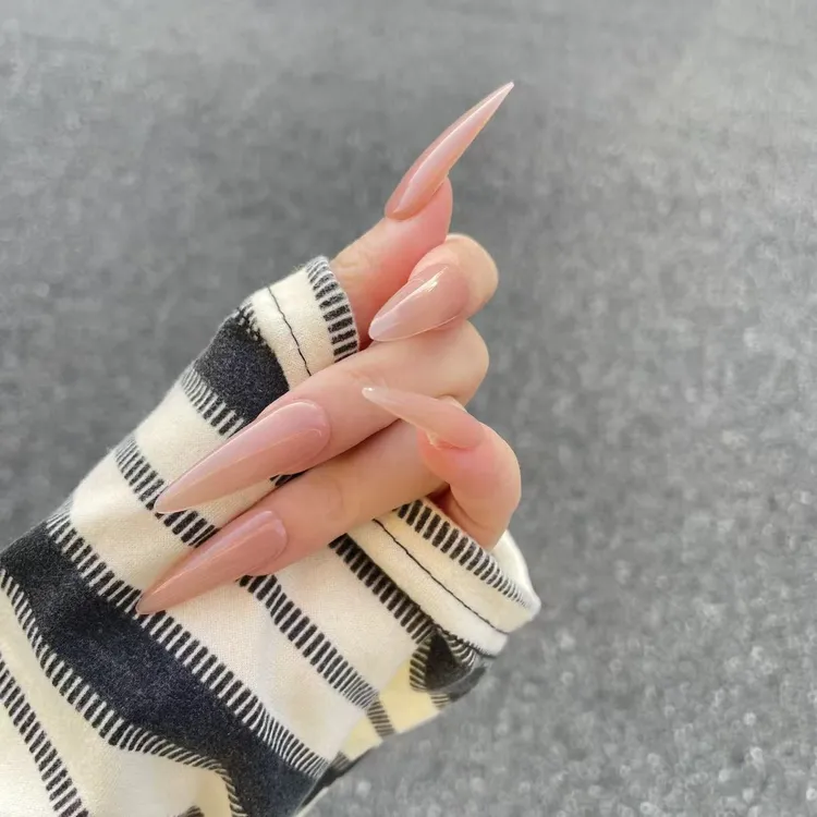 嬛嬛同款纯欲风裸色美甲纯手工穿戴甲清透高级温柔显白新娘可穿戴