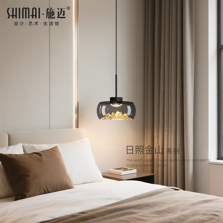 床头吊灯2025新款可升降高级感轻奢玄关吧台小吊灯主卧护眼吊线灯